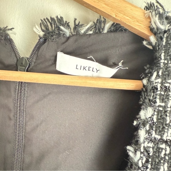 LIKELY Women's Alessandra tweed puff sleeve Dress black white - Picture 6 of 6